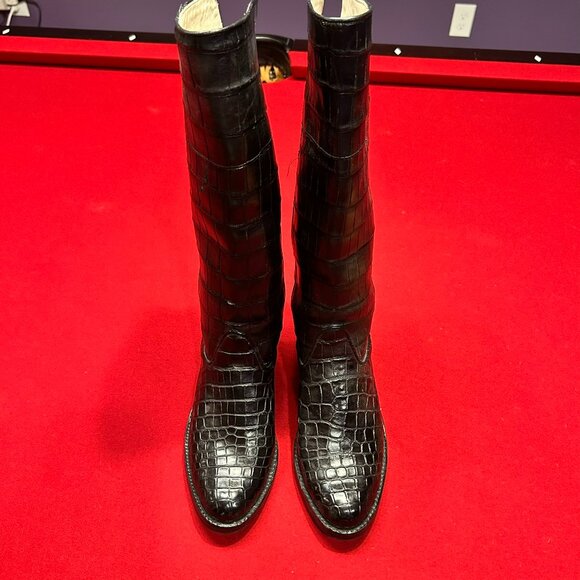 Custom Made Black Alligator Riding Boots – Size 8 - Picture 4 of 11